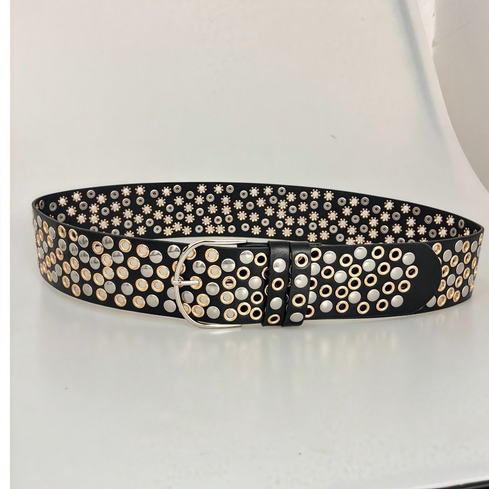 Sabuk Rivet Punk Hollow Eyelet - Streetwear Brand Belts ulasan dan harga