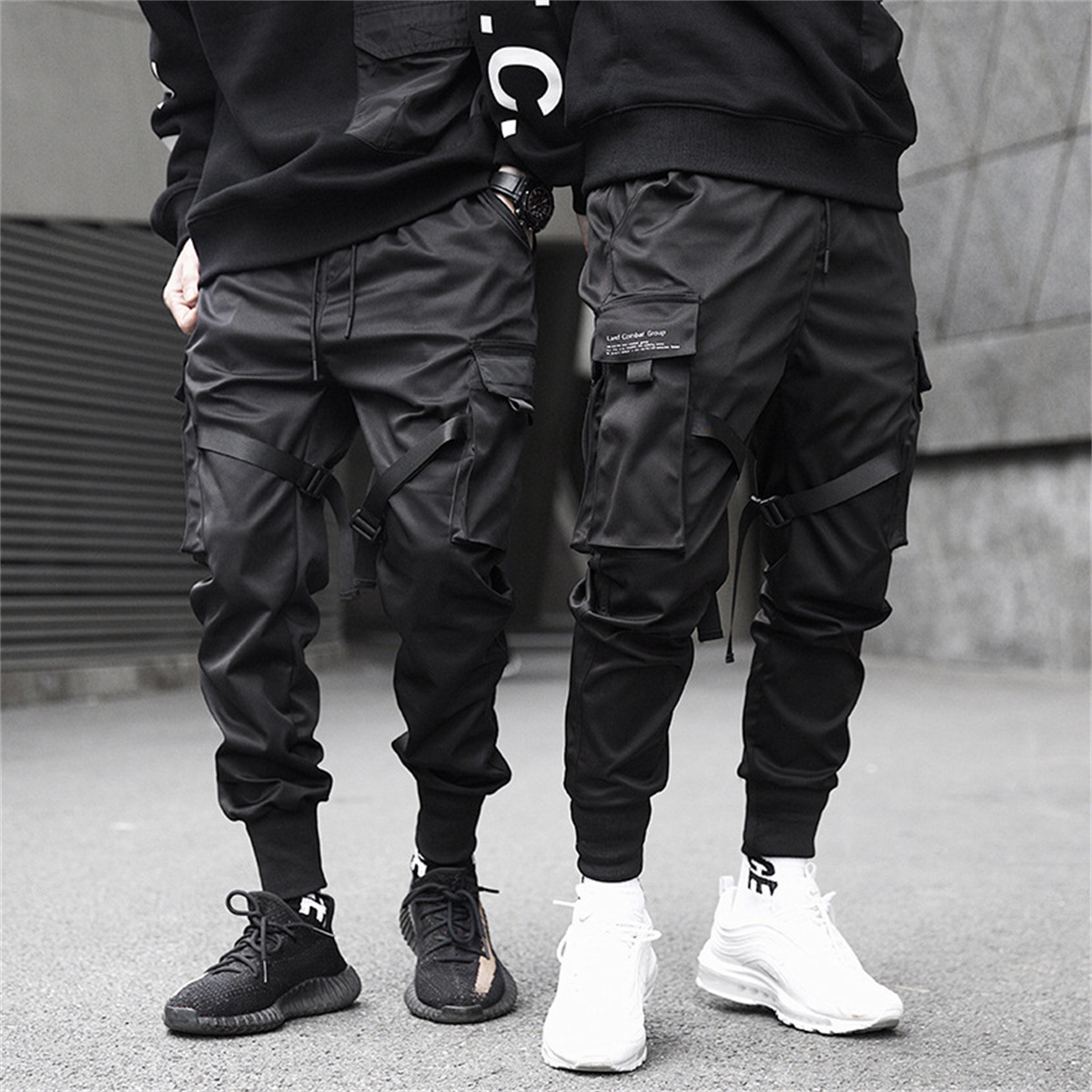 Celana kargo hitam Hip Hop, ce - Streetwear Brand Marketing ulasan dan harga