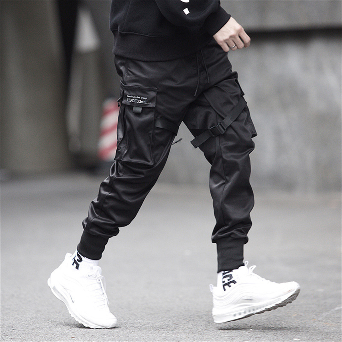 Celana kargo hitam Hip Hop, ce - Streetwear Brand Marketing ulasan dan harga