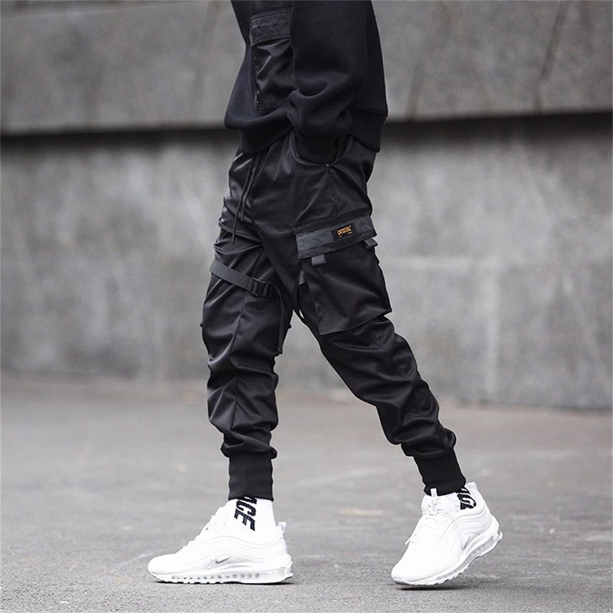 Celana kargo hitam Hip Hop, ce - Streetwear Brand Marketing ulasan dan harga